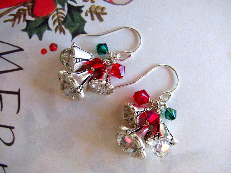 Christmas Bells Earrings Holiday Earrings Swarovski Etsy