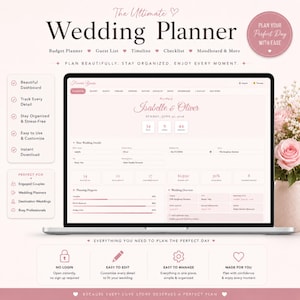 Digital Wedding Planner HTML Template | Budget, Guest List, Seating Chart (Digital Download)