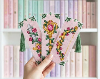 Fantasy Cross Stitch Bookmark Patterns – Sword, Key, Bow Embroidery (Instant PDF Download)