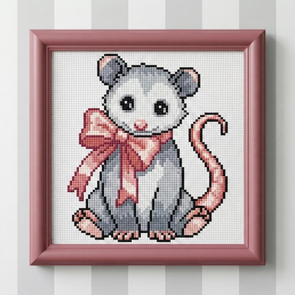 Patrón de punto de cruz de zarigüeya con lazo: ideal para principiantes, descarga instantánea (compatible con Pattern Keeper)