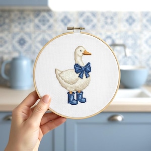 Goose with Blue Bow Cross Stitch Pattern - Beginner Friendly (Pattern Keeper Compatible) image 5