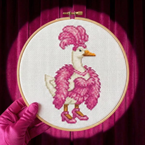 Patrón de punto de cruz de bailarina rosa ganso: DIY para principiantes (descarga instantánea en PDF)