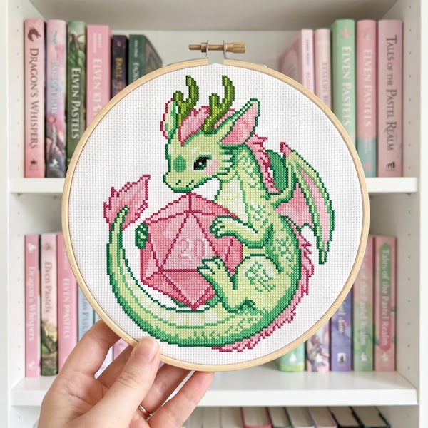 Fantasy Dragon Cross Stitch Pattern - Beginner Friendly DnD Inspired Embroidery (Pattern Keeper Compatible)