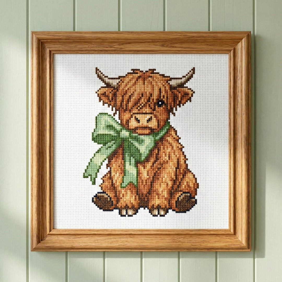 Highland Cow Cross Stitch Pattern – Beginner DIY (instant PDF Download ...