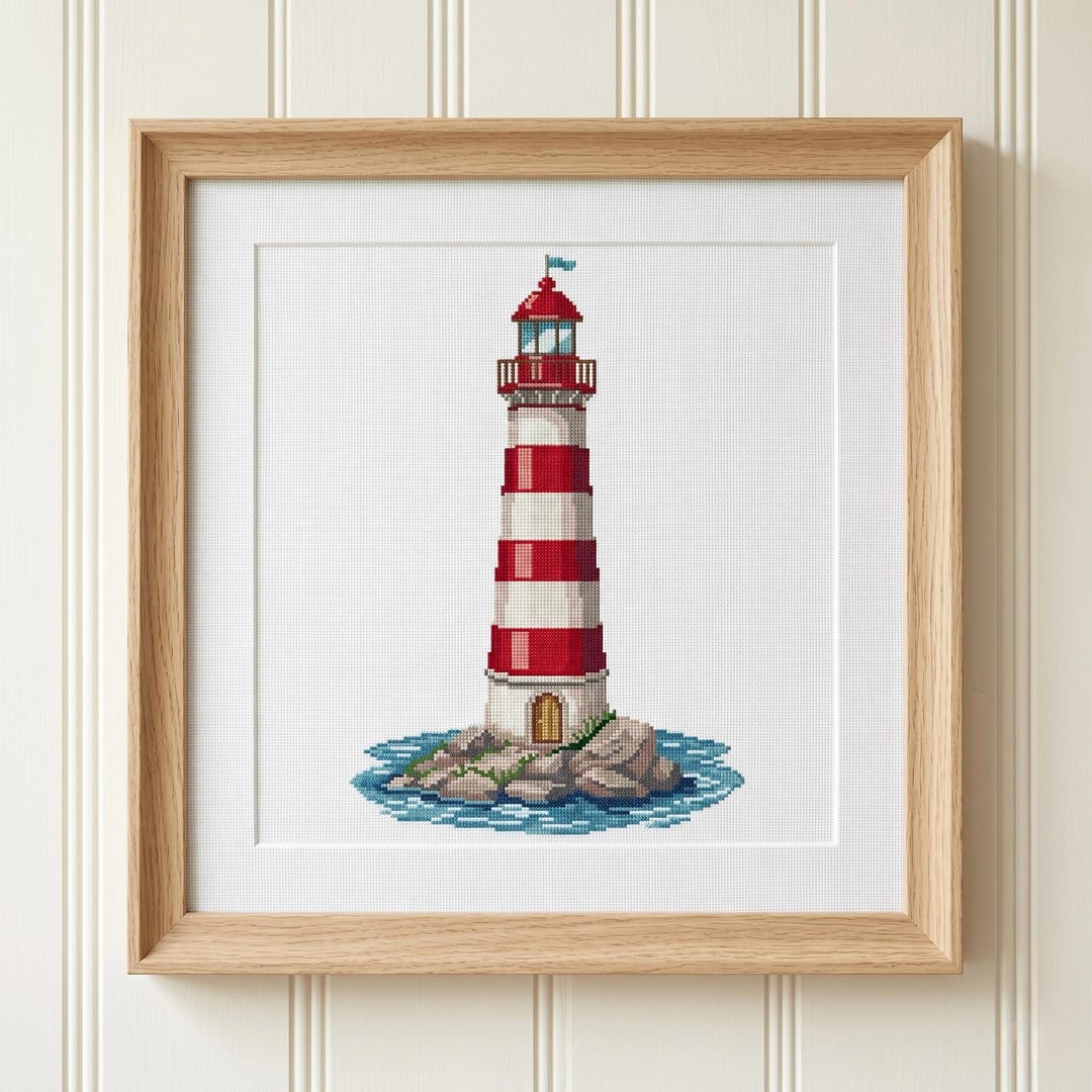 Lighthouse Cross Stitch Pattern PDF, Nautical Coastal Decor Seaside ...