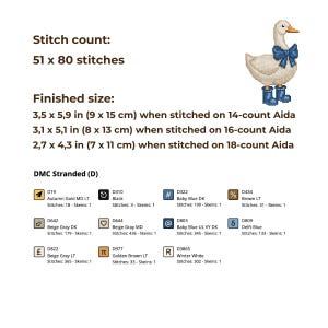 Goose with Blue Bow Cross Stitch Pattern - Beginner Friendly (Pattern Keeper Compatible) image 6