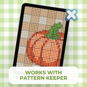 Pumpkin Bookmark Cross Stitch Pattern, Fall Gingham PDF Chart, Cozy Reader Gift image 3