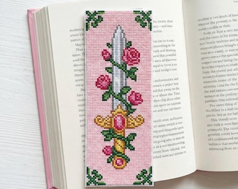 Fantasy Sword Cross Stitch Bookmark Pattern – Beginner Medieval Embroidery (PDF Download)