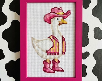 Cowgirl Goose Cross Stitch Pattern – Beginner DIY Cowboy Art (Pattern Keeper Compatible)