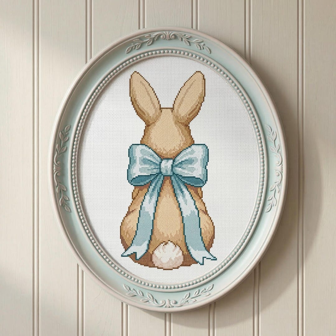 Easter Bunny Cross Stitch Pattern - Beginner Friendly Rabbit Embroidery ...