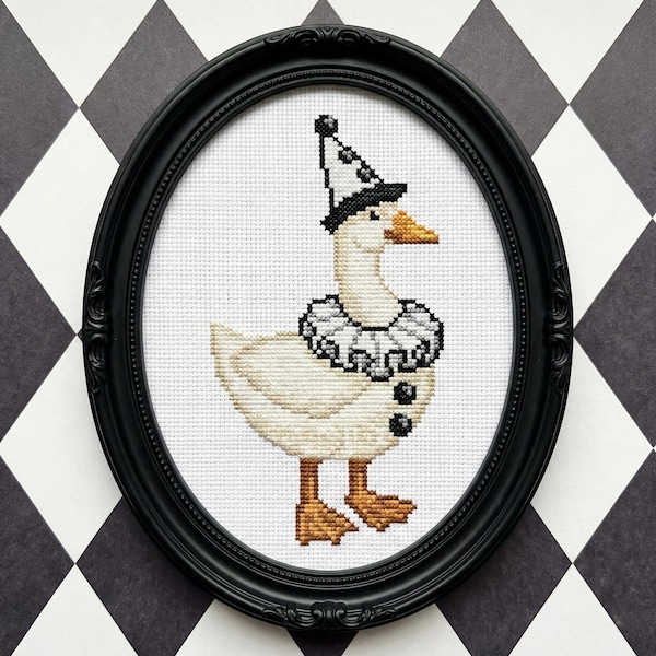 Patrón de punto de cruz de Pierrot de ganso: Arte de fantasía DIY para principiantes (Descarga instantánea en PDF)