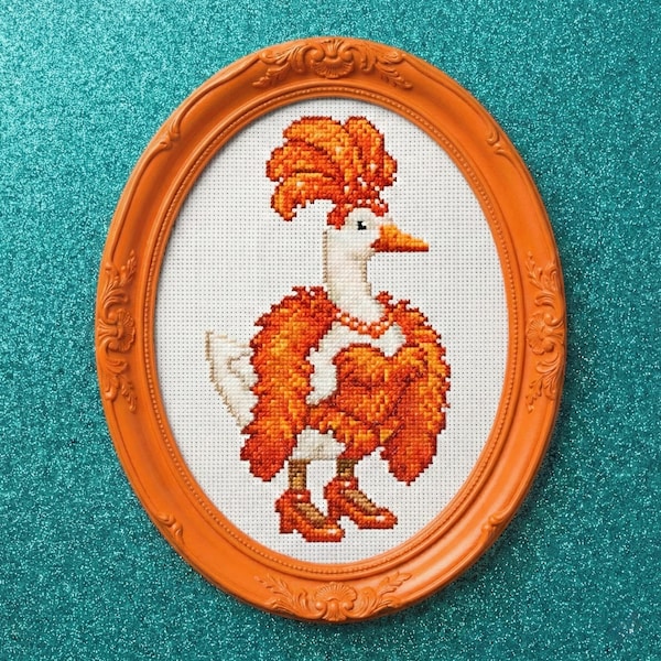 Patrón de punto de cruz de bailarina naranja de ganso: DIY para principiantes (Descarga instantánea en PDF)