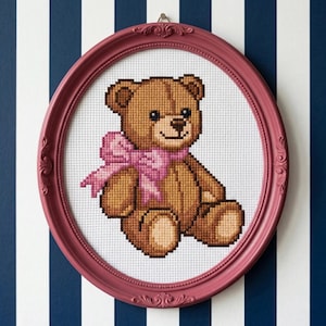 Teddy Bear Cross Stitch Pattern – Beginner Friendly, Instant Download (Pattern Keeper Compatible)