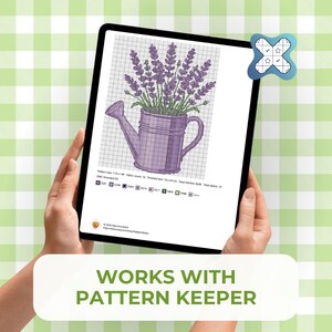 Floral Cross Stitch Pattern Lavender In A Watering Can – Beginner Garden Embroidery (Pattern Keeper Compatible) image 5
