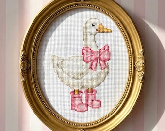 Goose In Pink Boots Cross Stitch Pattern - Beginner Friendly (Pattern Keeper Compatible)
