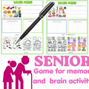 Senior Memory Game – Printable Brain Exercise Activity Sheet, Cognitive activities for adults, Memory boosting activities (Instant Download)