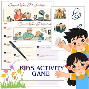 Guess the Job Game for Kids – Printable Community Helpers Worksheets, Career Matching Cards & Snake Board Game, Classroom Activity PDF