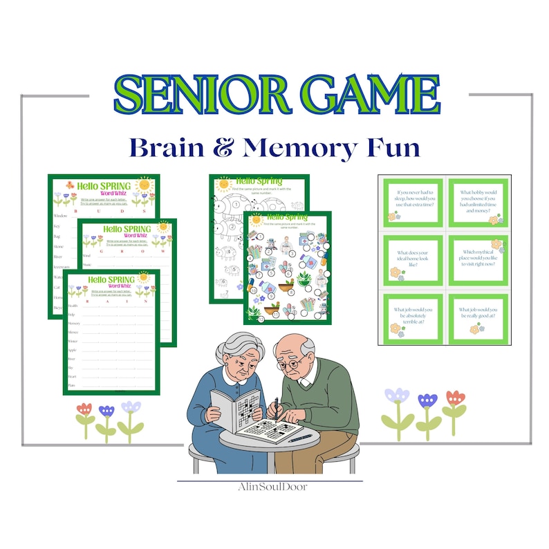 Senior Brain Games, Printable Trivia, Spring Activity Cards (PDF)+FREE ...