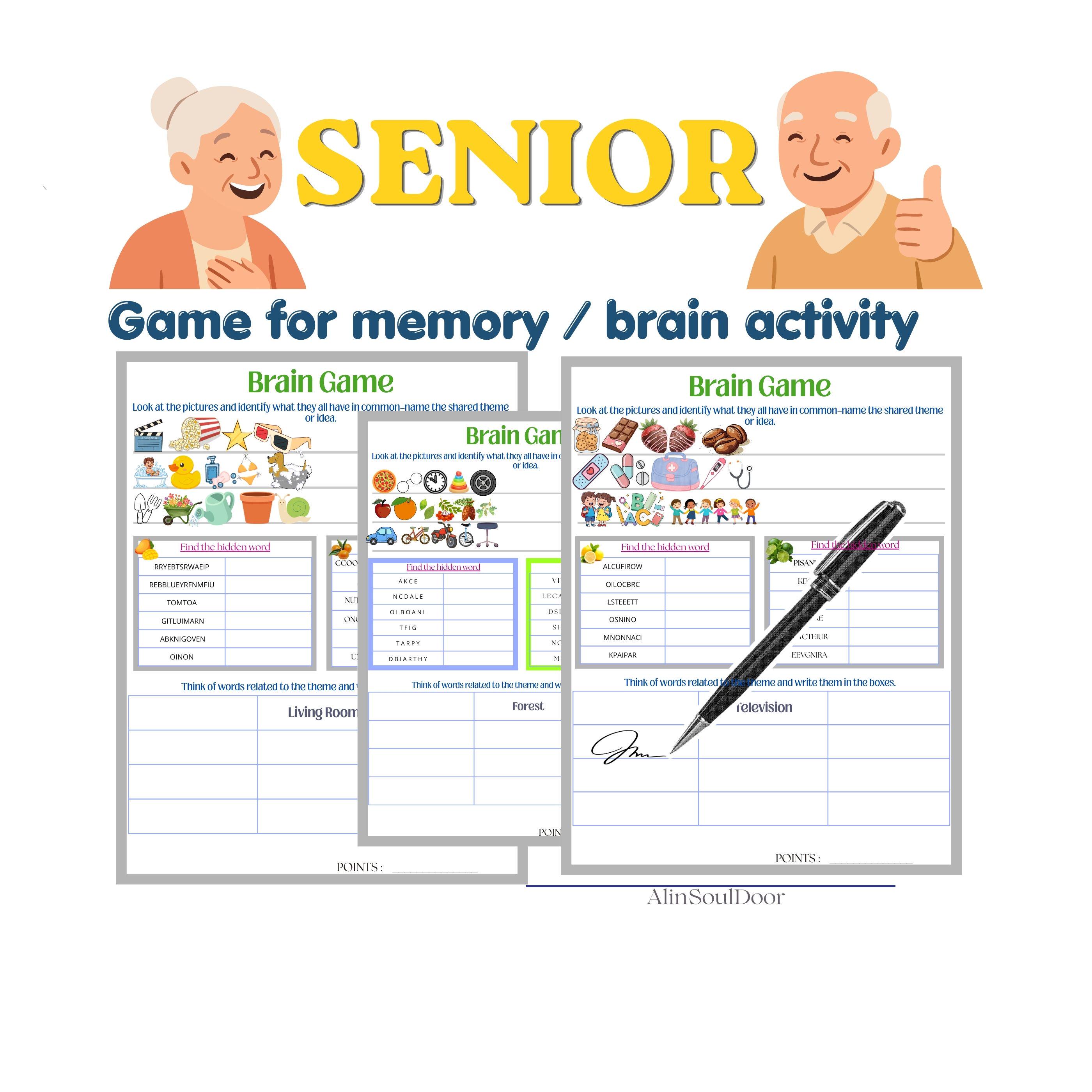 Printable Memory Game for Seniors – Brain Exercise Activity Sheet for
