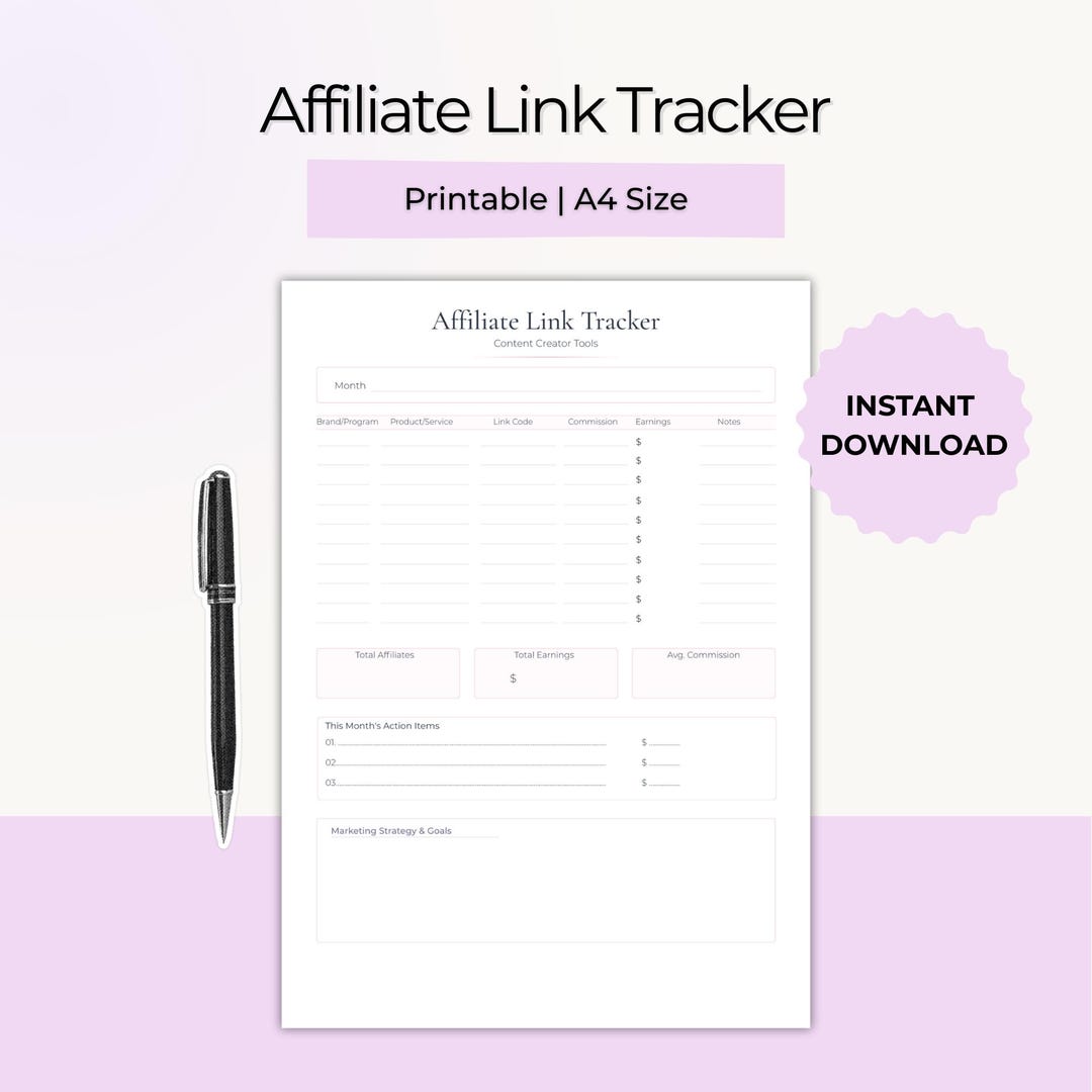 Affiliate Link Tracker Template, Affiliate Marketing Planner, Income ...