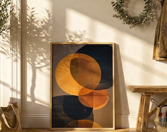 Japanese Abstract Poster | Burnt Orange Wall Art