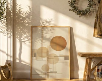 Póster abstracto japonés / Arte mural minimalista neutro