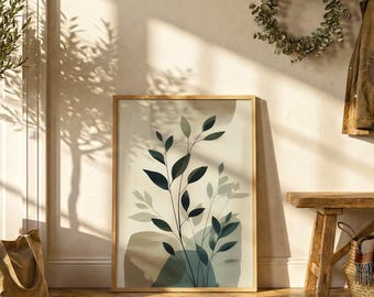 Japanese Botanical Poster | Neutral Nature Wall Art