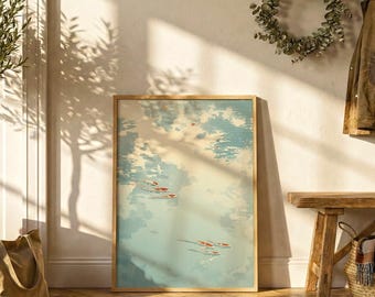 Japanese Koi Fish Poster | Minimal Water Wall Art