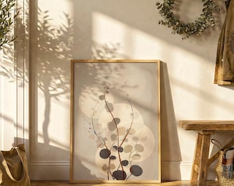 Póster botánico abstracto japonés / Arte mural minimalista