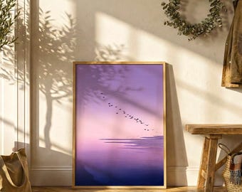 Japanese Twilight Seascape Poster | Minimal Ocean Wall Art