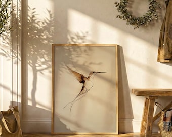 Póster de aves japonesas / Decoración de pared neutra