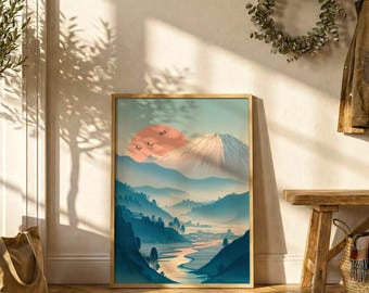 Poster del Monte Fuji / Quadro con la valle del fiume