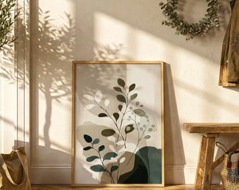 Japanese Botanical Poster | Sage Green Wall Art