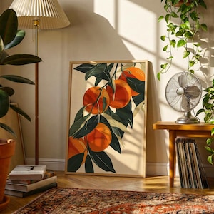 Mid-Century Modern Citrus Print | Orange Fruit Wall Art
