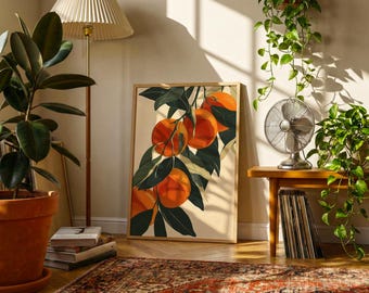 Impresión cítrica moderna de mediados de siglo / Arte mural de naranja