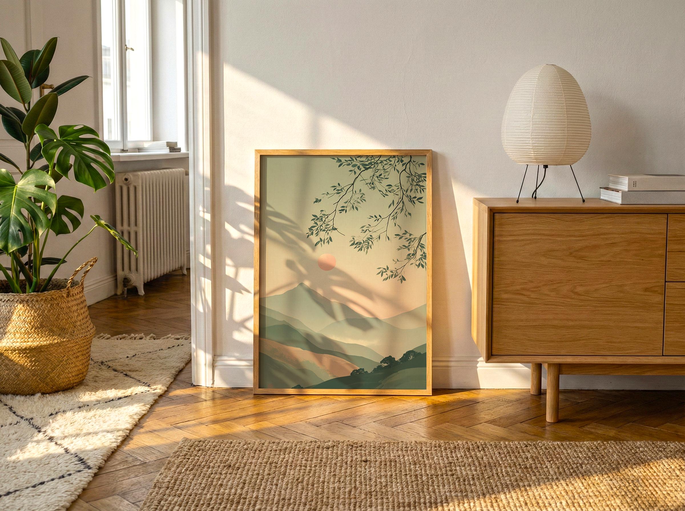 Japanese Mountain Landscape Poster | Minimal Nature Wall Art - Etsy