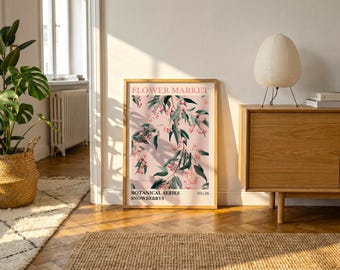 Snowberry Botanical Print | Vintage Blush Pink Eucalyptus Wall Art