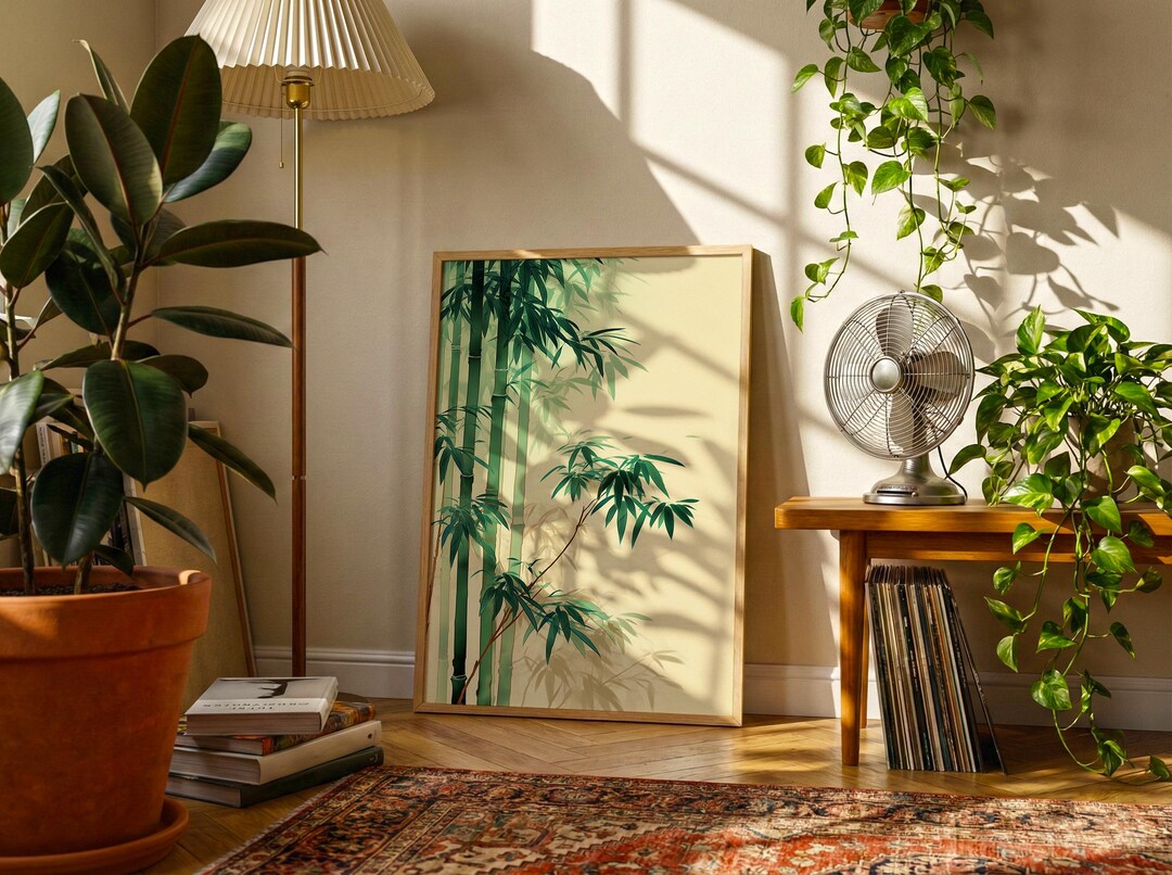 Japanese Bamboo Wall Art | Minimalist Zen Forest Poster | Sage Green ...