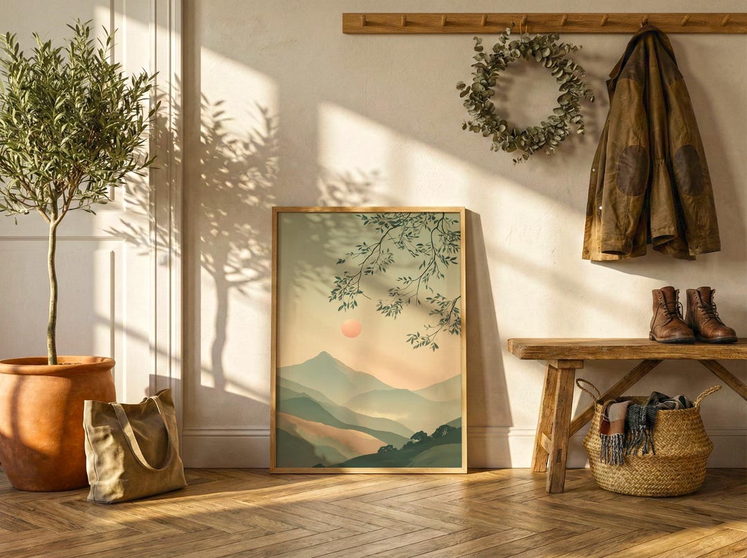 Japanese Mountain Landscape Poster | Minimal Nature Wall Art - Etsy