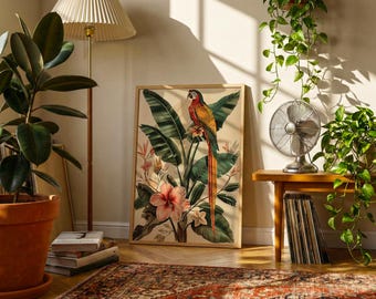 Tropical Bird Botanical Print | Vintage Natural History Wall Art