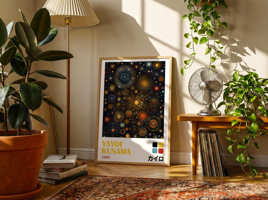 Yayoi Kusama Inspired Polka Dot Art Print | Cosmic Garden Poster - Etsy