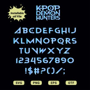Fuente Kpop Demon Hunters, archivos OTF, paquete de fuentes de anime Kpop, fuente editable Huntrix SVG, PNG, archivos DXF, descarga instantánea