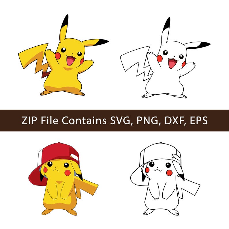 Pikachu Cartoon Clipart: Layered SVG, Vector, PNG, DXF (digital Files ...