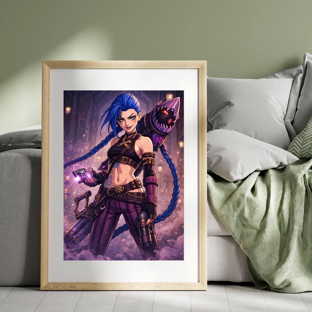 Jinx Fan Art Poster League Of Legends Gamer Room Decor digital 