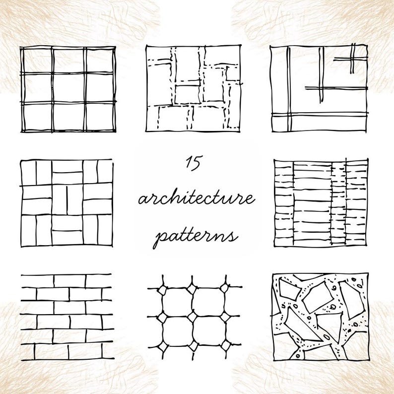 Hand-drawn Architecture Patterns for Presentations | Arch & Design - Etsy