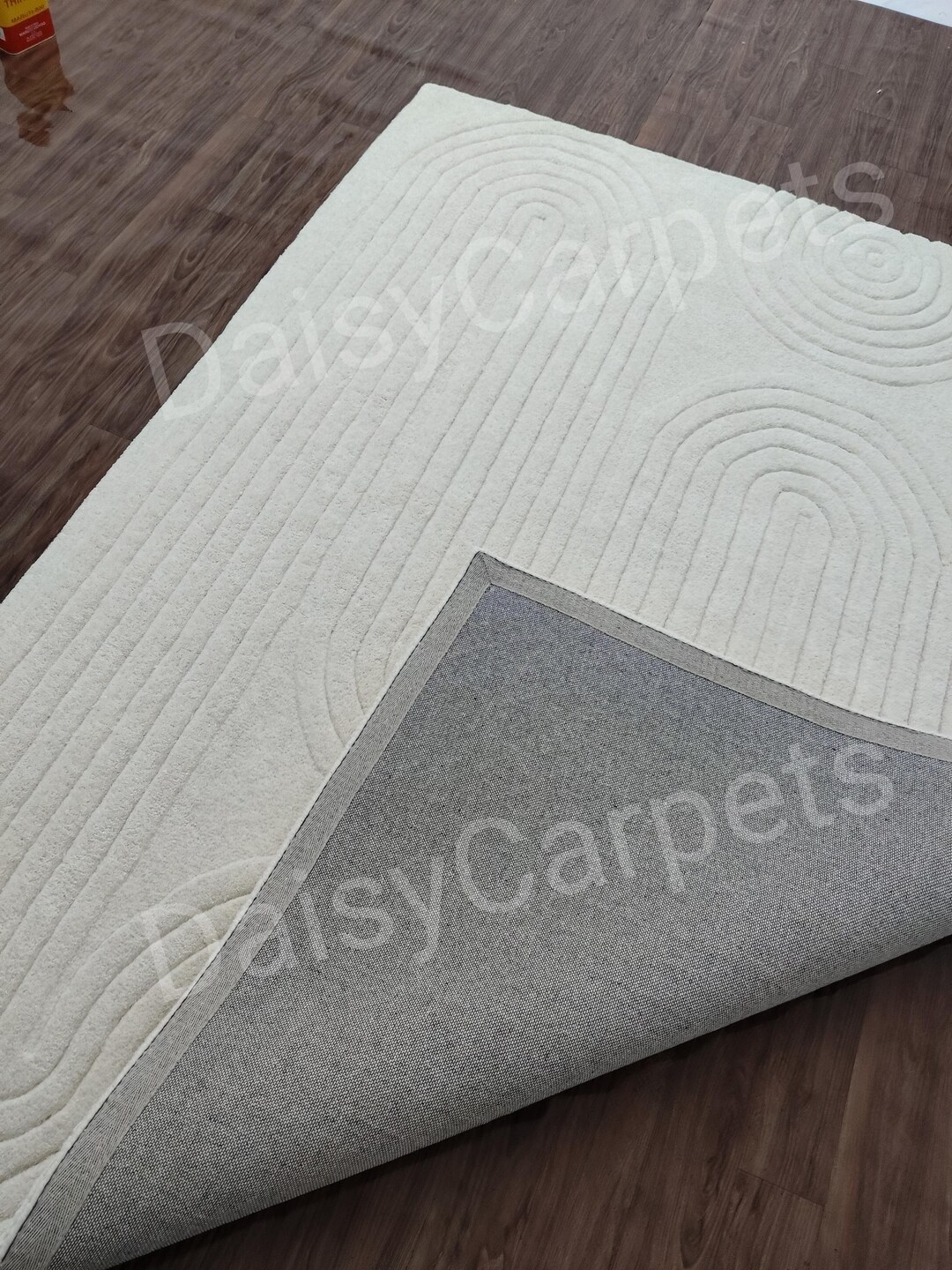 Hand Tufted Wool Rug, Modern Minimalist Area Rug, Ivory Textured ...