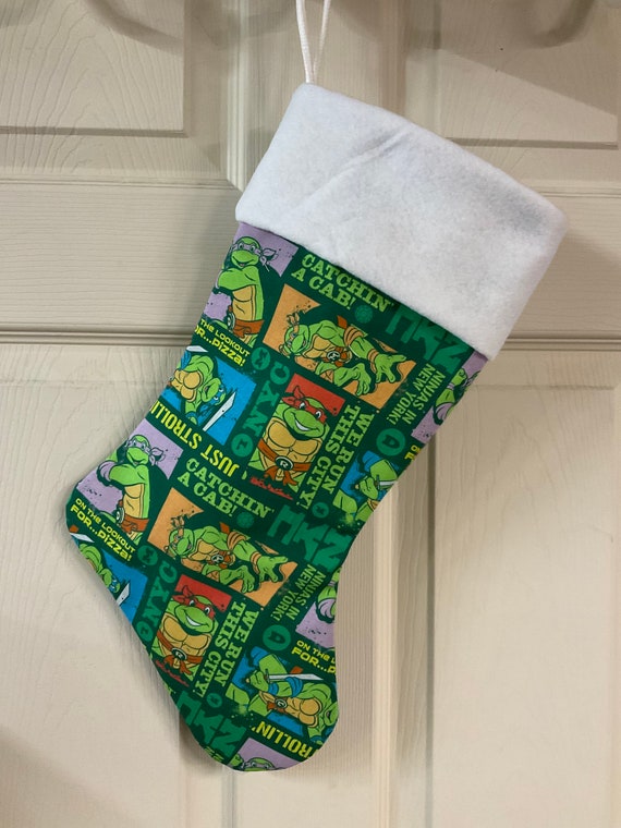 Ninja Turtle Christmas Stocking Fully Lined Size of the Stocking 8 X 18  Name is Free 