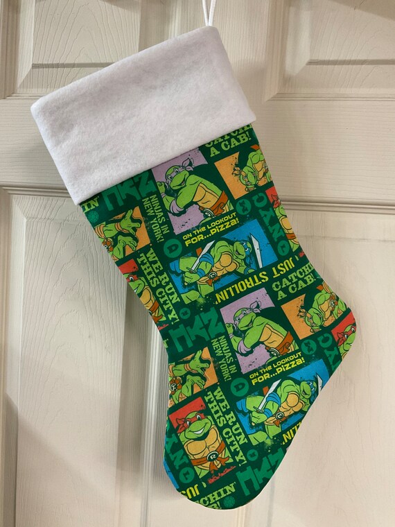 Ninja Turtle Christmas Stocking Fully Lined Size of the Stocking 8 X 18  Name is Free 