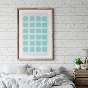 Pastel Blue Squares Grid Print | Abstract Minimalist Monochrome Geometric Serene Repeat Pattern Printable Wall Art Poster (Digital Download)