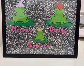 Personalized Frog Family Framed Art- Perfect Gift from Mom or Grandmother